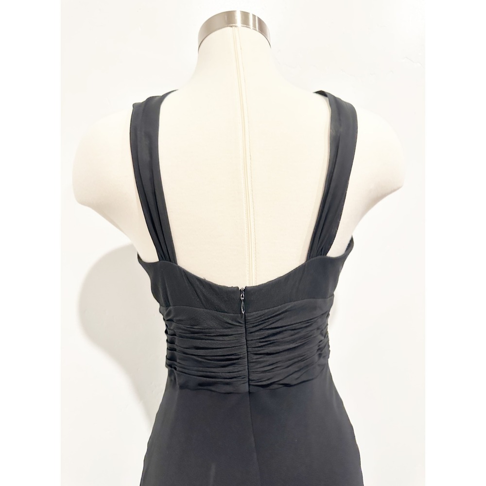 Anne Klein Black Y2K Pleated Keyhole Silk Dress Size 8 Whimsy Goth - Picture 6 of 9